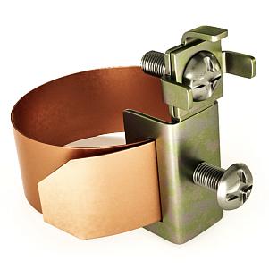Хомут заземления ленточный медь никелированная 20-115 мм