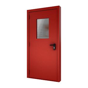 Однопольная противопожарная дверь с нитроэмалью и стеклом