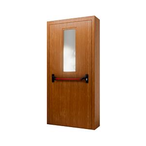 Огнестойкая однопольная остекленная дверь МДФ EI-60 с антипаникой